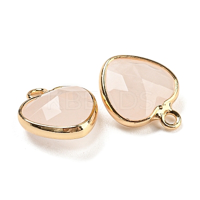 Natural Rose Quartz Faceted Heart Charms G-Q006-07G-09-1