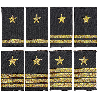 4 Pairs 4 Styles Polyester Public Security Star Epaulettes DIY-BC0015-73-1