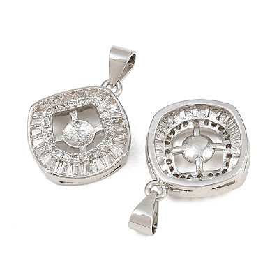 Brass Micro Pave Clear Cubic Zirconia Peg Bails Pin Pendants KK-CBA6A75-41P-1