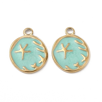 PVD Vacuum Plating 201 Stainless Steel Enamel Pendants STAS-J401-VC945-1