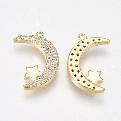 Brass Micro Pave Cubic Zirconia Pendants KK-T038-510G-1