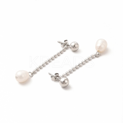 304 Stainless Steel Ball Chain Stud Earrings EJEW-C017-01P-1