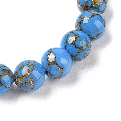 Synthetic Turquoise(Dyed) Round Beaded Stretch Bracelets G-U005-01B-06-1