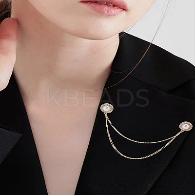 2Pcs 2 Colors Alloy Hanging Chains Collar Pins Tie Clips JEWB-LP0005-06-1