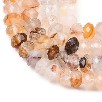 Natural Yellow Hematoid Quartz/Golden Healer Quartz Beads Strands G-C259-A40-5x8mm-1