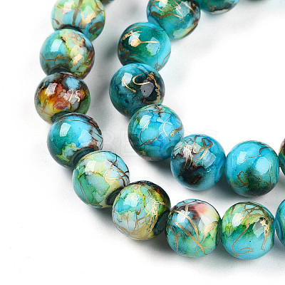Baking Paint Glass Beads Strands DGLA-N003-10mm-B08-1