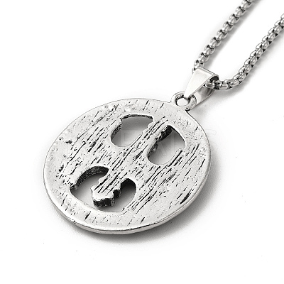 Alloy Sailor's Knot Pandant Necklace with Box Chains NJEW-K245-006-1