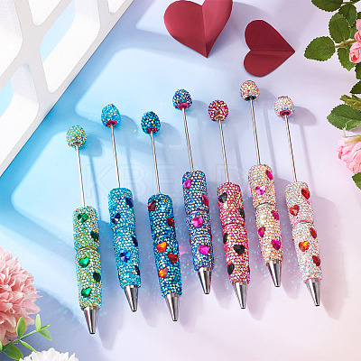 2Pcs Polymer Clay Rhinestones Ball-Point Pen OFST-TA0001-03F-1
