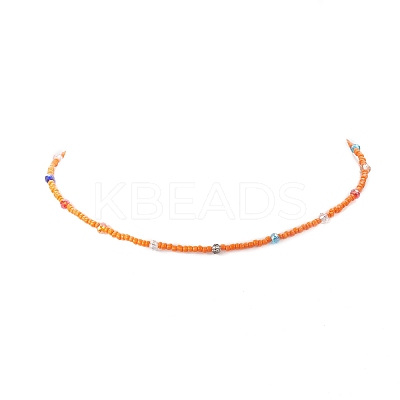 Glass Seed Beaded Necklace for Women NJEW-JN04258-1