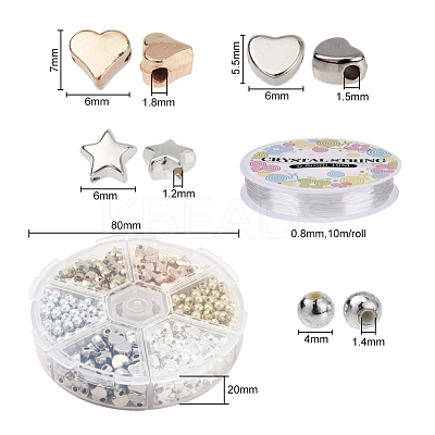 DIY Heart & Star Beads Bracelet Making Kit DIY-YW0004-30-1