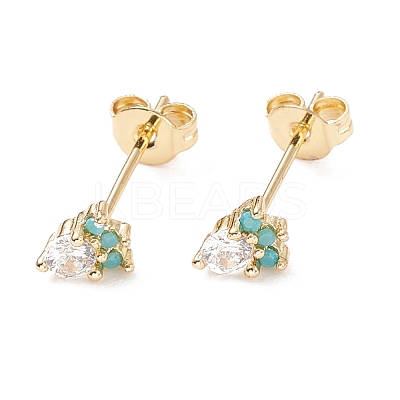 Cubic Zirconia Carrot Stud Earrings EJEW-C029-02G-1