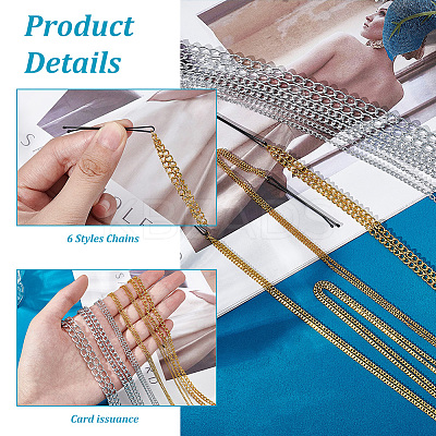 6Pcs 6 Styles Stainless Steel Punk Tassel Hair Clips Hair Extension Chain Clasps MRMJ-NB0001-18-1