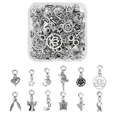 Tibetan Style Alloy Large Hole European Dangle Charms & Alloy European Dangle Charms PALLOY-PH0013-74-RS-1
