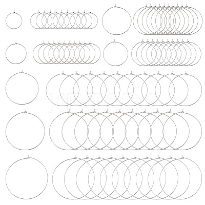 168Pcs 7 Styles 316L Surgical Stainless Steel Hoop Earring Findings STAS-TA0002-82-1