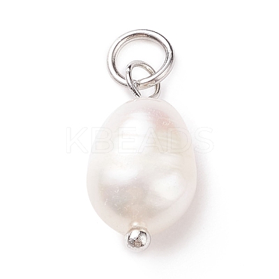 Grade B Natural Cultured Freshwater Pearl Charms PALLOY-JF01497-02-1