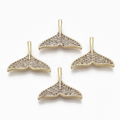 Brass Micro Pave Clear Cubic Zirconia Pendants RJEW-T063-43G-NF-1