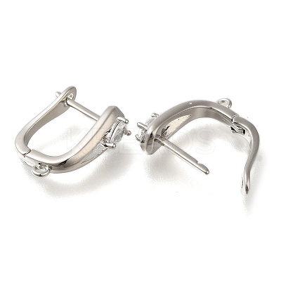 Rack Plating Brass Micro Pave Cubic Zirconia Hoop Earring Findings EJEW-H143-04P-1