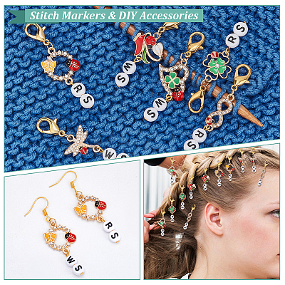 Alloy Enamel Ladybird Theme Pendant Locking Stitch Markers HJEW-AB00087-1