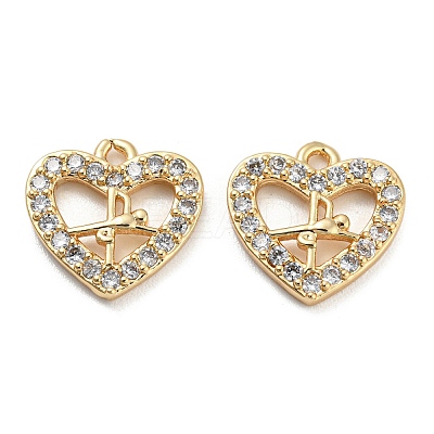 Brass Micro Cubic Zirconia Charms KK-Q789-28G-1