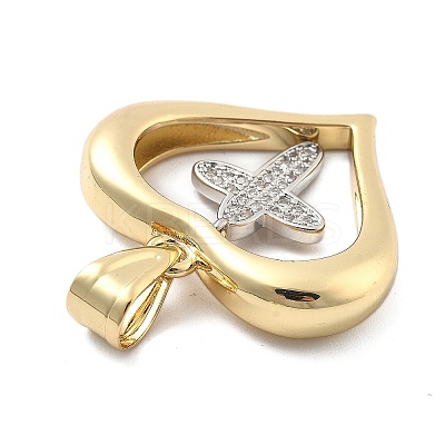 Rack Plating Brass with Cubic Zirconia Pendants KK-Q017-10A-G-1