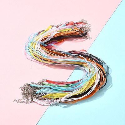 36Pcs 9 Colors Waxed Cord and Organza Ribbon Necklace Making NCOR-FS0001-03-1