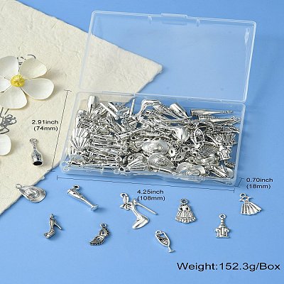 100Pcs 10 Styles Tibetan Style Alloy Pendant FIND-CJ0001-74-1