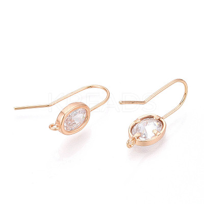 Brass Micro Pave Clear Cubic Zirconia Earring Hooks X-KK-N267-35G-1