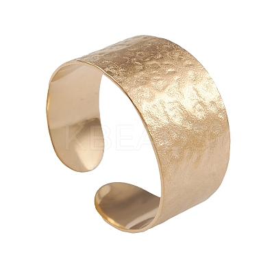 Ion Plating(IP) 304 Stainless Steel Textured Open Cuff Rings for Women RJEW-G285-67G-1