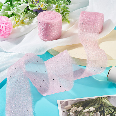 2Rolls Polyester Hot-fix Rhinestone Raw Edges Ribbon OCOR-TA0003-95D-1