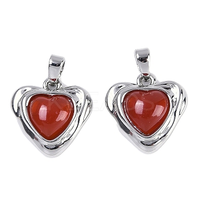 Natural Carnelian(Dyed & Heated) Heart Charms KK-U043-51P-04-1
