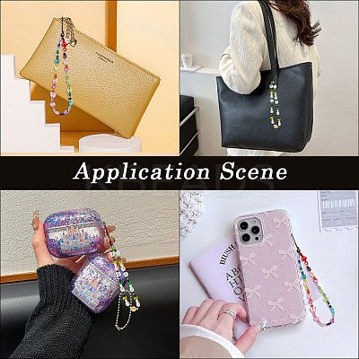 2 Styles Rainbow Resin Beaded Mobile Phone Lanyard Wrist Strap HJEW-GF0001-46-1
