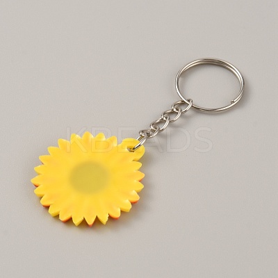 Cute Sunflower Keychain KEYC-WH0029-60-1