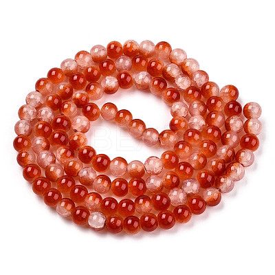 Crackle Baking Paint Imitation Jade Glass Beads Strands DGLA-T003-6mm-10-1
