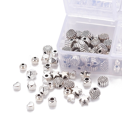 300Pcs 6 Style Tibetan Style Alloy Spacer Beads TIBE-YW0001-24-1
