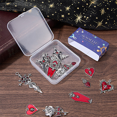 16Pcs 8 Styles Hallowmas Alloy Enamel Pendants ENAM-SC0007-39-1