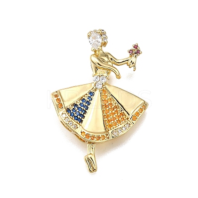 Rack Plating Brass Micro Pave Cubic Zirconia Pendants KK-D343-14G-B-1