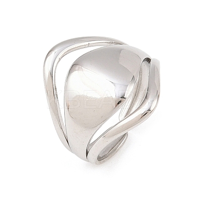US Size 7 304 Stainless Steel Cuff Rings LS-RJEW-D336-04P-1