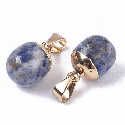 Top Golden Plated Natural Blue Spot Jasper Pendants G-T131-03E-1