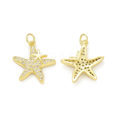 Rack Plating Brass Micro Pave Clear Cubic Zirconia Pendants KK-C011-09G-1