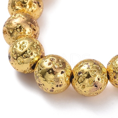 Electroplated Natural Lava Rock Beads Stretch Bracelets BJEW-G623-01G-10mm-1