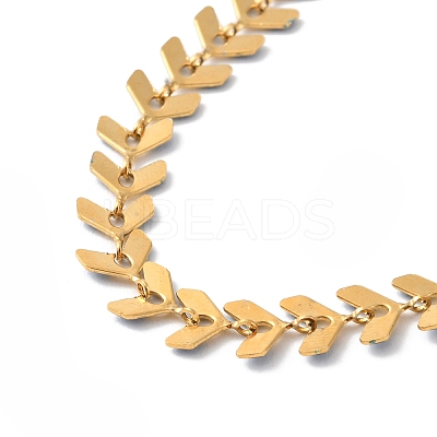 Enamel Ear of Wheat Link Chains Bracelet BJEW-P271-02G-01-1