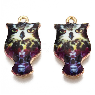 Rack Plating Alloy Enamel Pendants ENAM-N055-176F-1