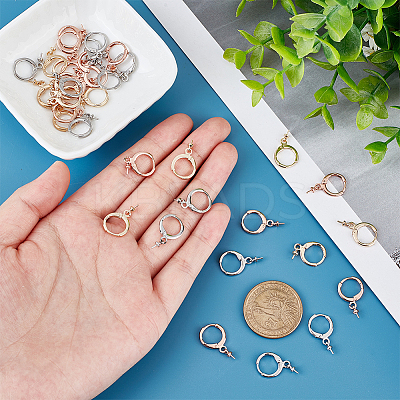 18Pairs 3 Colors Brass Huggie Hoop Earring Findings KK-PH0005-44-1