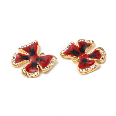 Real 18K Gold Plated 304 Stainless Steel Rhinestone Pendants STAS-A084-28G-04-1