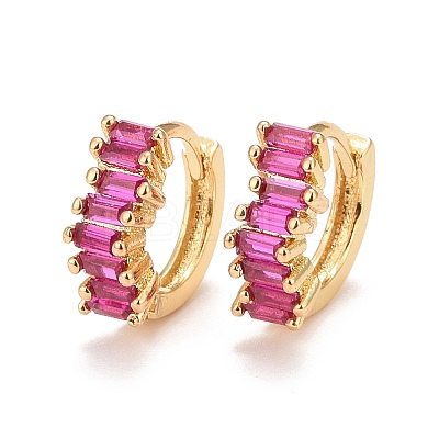 Cubic Zirconia Rectangle Hoop Earrings EJEW-A069-16G-C-1