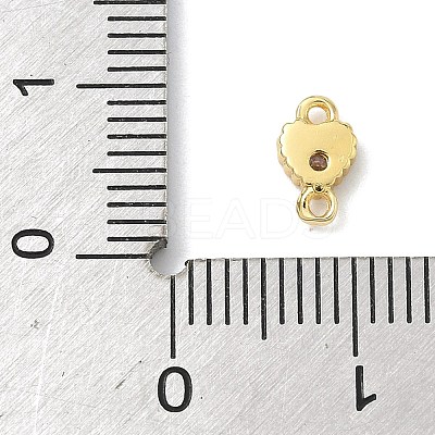 Brass Pave Cubic Zirconia Heart Connector Charms KK-G548-18G-02-1
