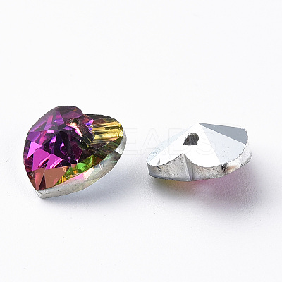 Heart Electroplated Glass Charms EGLA-N006-012C-1