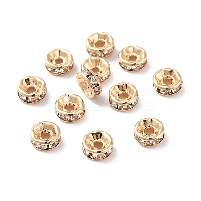 Brass Crystal Rhinestone Spacer Beads KK-G418-14G-A-1