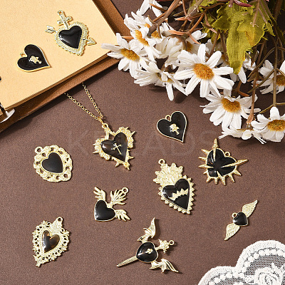 20Pcs 10 Styles Alloy Enamel Gothic Style Pendants PALLOY-SC0004-45C-1