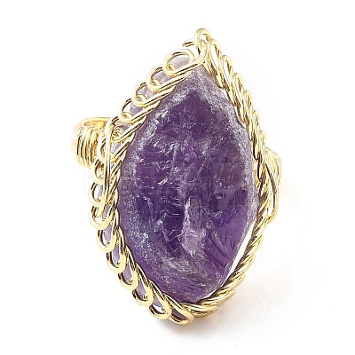 Natural Amethyst Horse Eye Wrapped Adjustable Ring G-D458-03G-07-RS-1